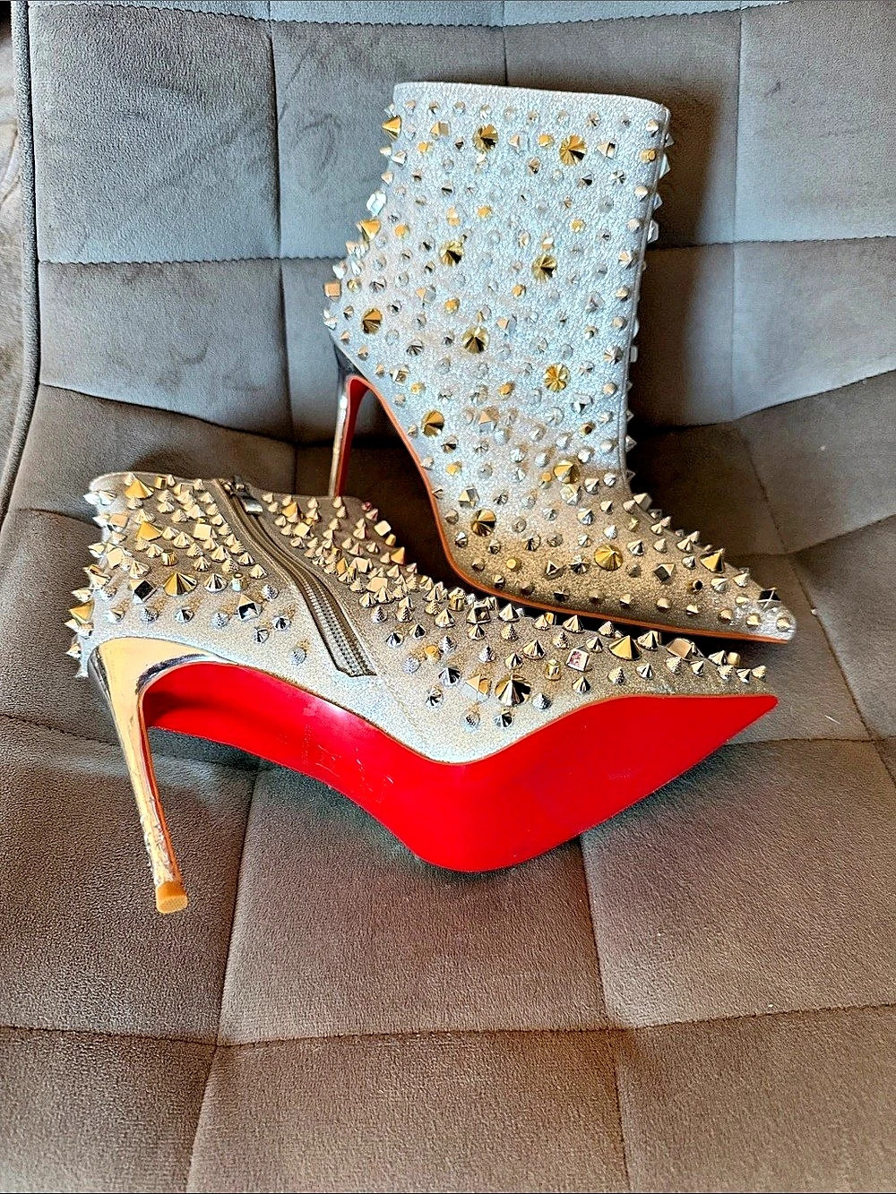 Christian Louboutin Studded Silver Heels